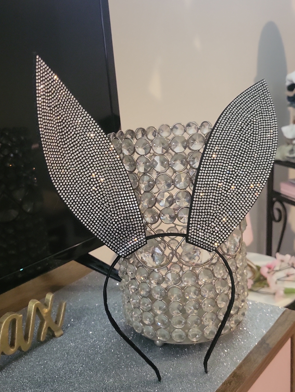 🖤 Sexy Sparkly Rhinestone Bunny Headband